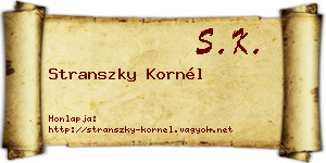 Stranszky Kornél névjegykártya